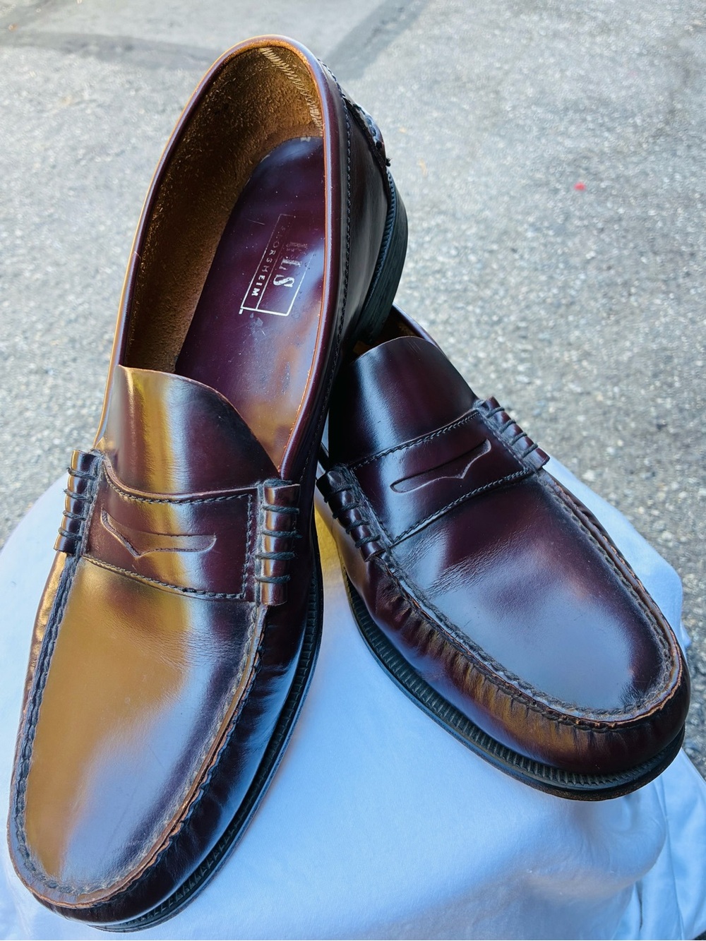 Florsheim Burgundy Beefroll Penny Loafers, Size 13